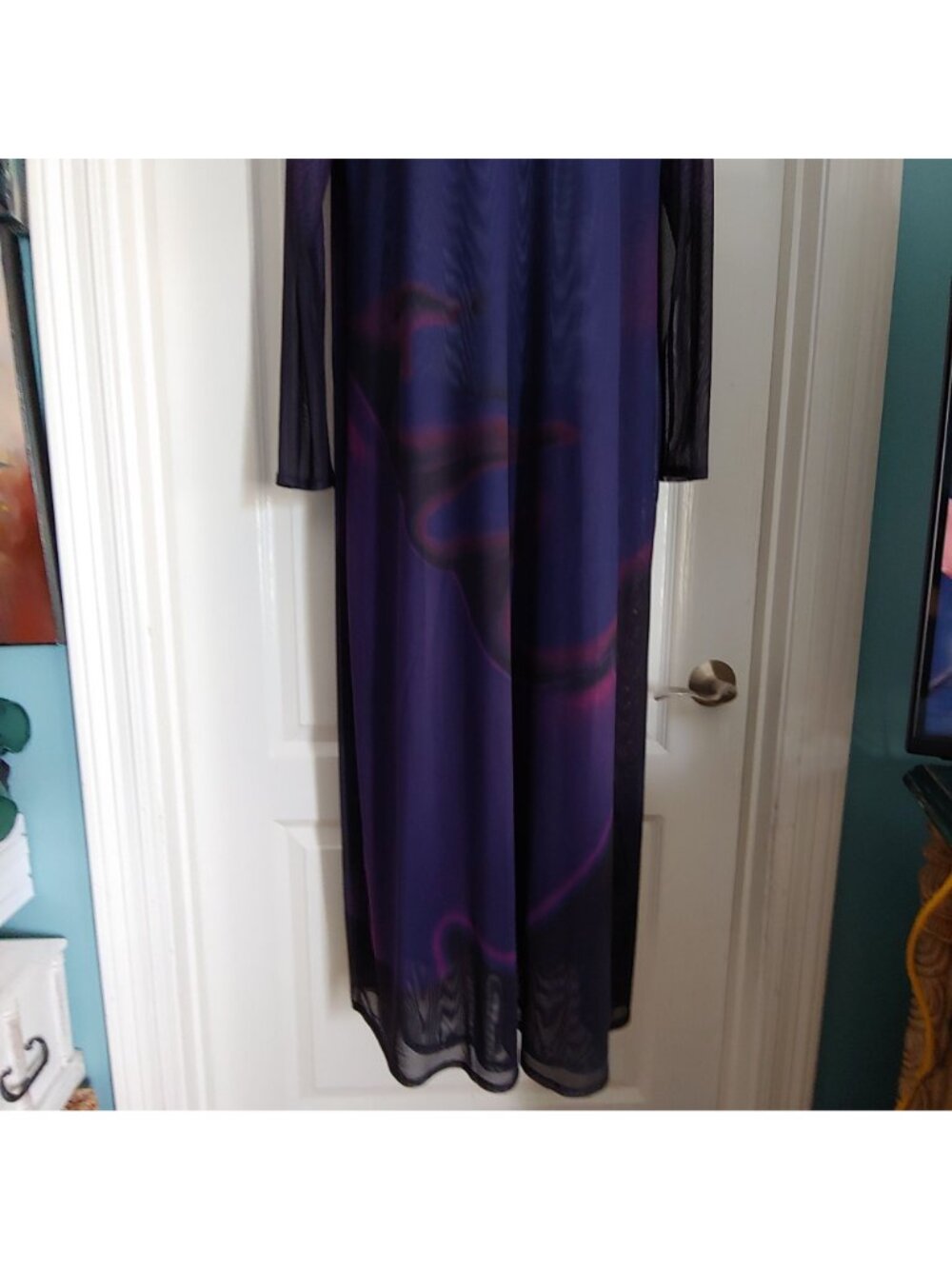 Saemdi Mesh Bodycon Maxi Dress Semi Sheer Dark Romantic Goth AStral 2X - Picture 5 of 15